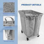 PLKOW Laundry Cart with Wheels 320L Large Rolling Laundry Cart for Commercial/Home, Rolling Laundry Basket with Steel Frame and Waterproof Lining, 9 Bushel, 32.3L x 19.7W x 30.7H Inch, Grey - color: Grey-320L