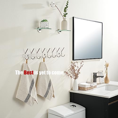 JQK Small Floating Glass Shelves Brushed, 4 Inch Display Ledges for Wall, Mini Decor, Living Room Bedroom Bathroom, Tempered Glass Shower Storage, 2 Pack, TGS101L4-BN-P2 - color: Brushed, size: 4 Inch (2 Pack)