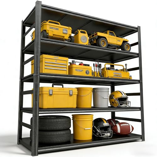 88" H Garage Shelving Heavy Duty, Metal Storage Shelves, 3000LBS, 5-Tier Adjustable Industrial Shelves Unit, Utility Organizer Shelf for Garage, Kitchen, Warehouse, Basement, 48"W x 24"D x 88"H - size: 48"W x 24"D x 88"H