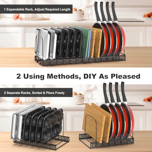 Housolution 2 Pack Baking and Cookie Sheet Organizer, 12"-23" Expandable Cutting Board Rack with 14 Adjustable Dividers, Bakeware Tray Muffin Pan Storage Organizer for Cabinet, Black - color: Black, size: 14 Dividers, 2 Pack