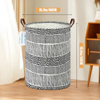LANGYASHAN Laundry Basket Canvas Fabric Collapsible Organizer Basket for Storage Bin Toy Bins Gift Baskets Bedroom Clothes Children Nursery Hamper (Black line) - color: Black line