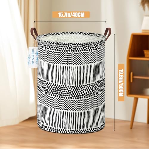 LANGYASHAN Laundry Basket Canvas Fabric Collapsible Organizer Basket for Storage Bin Toy Bins Gift Baskets Bedroom Clothes Children Nursery Hamper (Black line) - color: Black line