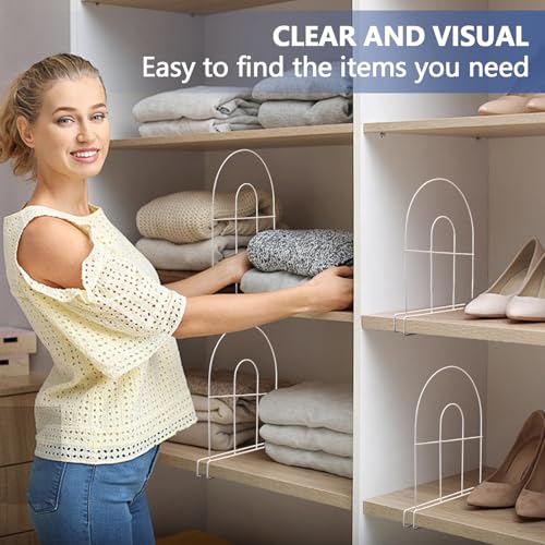 8-Pack 12" Tall Shelf Dividers - Closet Shelf Organizer - Easy to Install - No Tool - White PE Coating Steel - size: 8-PACK, style: Metal Height 12inch