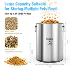 25 Lbs Large Stainless Steel Dog Food Storage Container with Lids Airtight to Keep Food Fresh, Metal Pet Food Bin Claw Handle Easy Clean & Use for Big Dog Multiple Pet, Long-Lasting Cat Food Storage