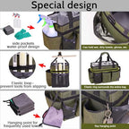 Large Cleaning Caddy Bag Built-in Sturdy Support Board, Cleaning Organizer with Detachable Divider, Cleaning Supply Tote with Adjustable Shoulder Strap&Waist Belt for Cleaners & Housekeeper - color: Green