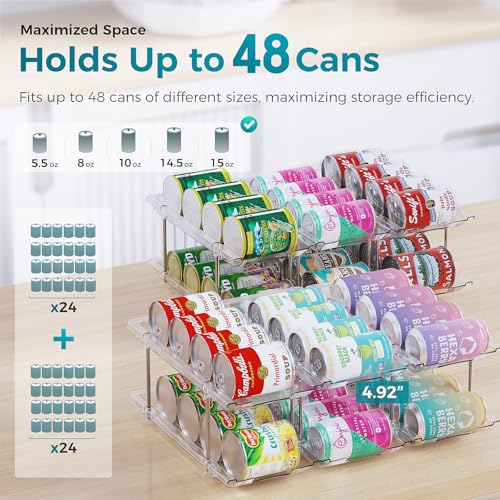 oylik Can Organizer for Pantry, 4 Tiers Can Storage Rack, up to 48 Cans Food Holders for Fridge, Cabinet and Pantry Organization - size: 4 Tiers*3 Rows