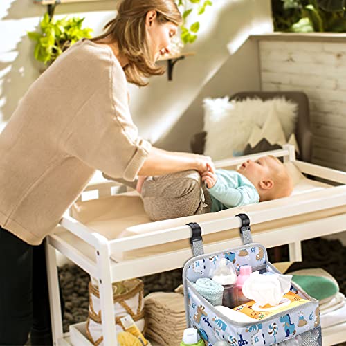 Accmor Hanging Baby Diaper Caddy Organizer, Diaper Stacker, Baby Crib Hanging Classified Storage Bag Organizer for Changing Table, Crib, Playard or Wall & Nursery Organization, White - style: Style A-White