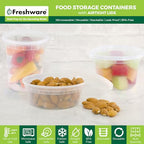 Freshware Food Storage Containers with Lids [60 Pack 8, 16, 32 oz, 20 sets each size] Plastic Deli Containers, Meal Prep Containers, Microwave and Freezer Safe, Stackable, Leakproof, BPA Free, Clear - size: 8, 16, 32 oz - 60 Mix Set
