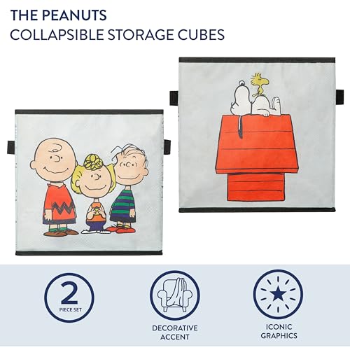 Idea Nuova Storage Cubes for Kids,2 Pack Collapsible Fabric Bins with Handles, Organizer Boxes with Handles for Bedroom, Playroom & Nursery,Peanuts - color: Peanuts