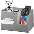 Leather Square Tissue Box Cover with Storage Tray,Cube Tissue Box Holder,Modern Facial Paper Organizer with Remote Control Holder for Bathroom,Vanity Countertop,End Table NightStand Home Office.Grey - color: Grey