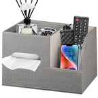 Leather Square Tissue Box Cover with Storage Tray,Cube Tissue Box Holder,Modern Facial Paper Organizer with Remote Control Holder for Bathroom,Vanity Countertop,End Table NightStand Home Office.Grey - color: Grey