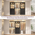 Aheaplus Closet Drawers System, 21.3" Wood Closet Organizer System with 4 Drawers, Modular Walk-in Closet System Storage Unit, Small Closets Wardrobe Rack, Tall Storage Cabinet Unit, Black - color: Black