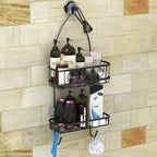 Simple Houseware Bathroom Hanging Shower Head Caddy Organizer, Black (24 x 10.2 x 4.25 inches) - color: Black, size: Medium
