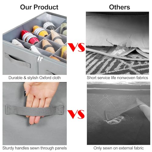 TOPIA HOME Shoe Organizer for Closet 2 Pack, Foldable Shoe Box with Adjustable Dividers and Clear Cover, Space Saving Shoe Storage Organizer Cabinet with Reinforced Handles, Fits 32 Pairs, Gray, TP12G - color: Gray-2Pack, size: Large(20.87''L x 16.54''W x