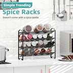 Simple Trending 2 Pack 4 Tier Spice Rack Organizer,Stackable Kitchen Counter Shelves,for Cabinet,Countertop,Pantry, Door or Wall Mount, Metal Mesh,Jars not Included, Black
