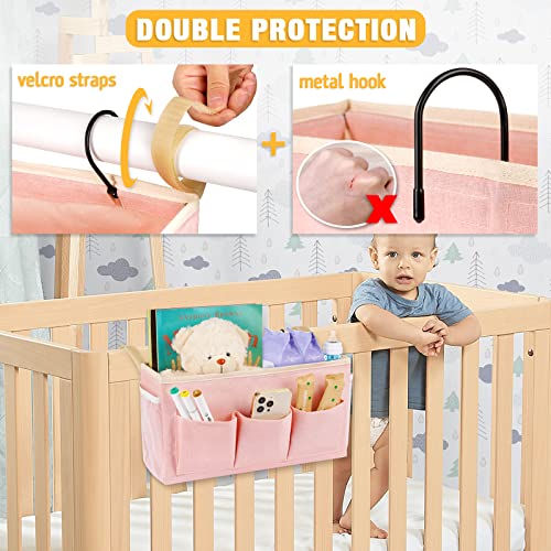 Lilithye Bedside Caddy Bedside Organizer Bedside Storage Caddy with Fixed Straps and Water Bottle Holder for Home College Dorm Bunk Bed Hospital Bed Crib Bed Rails (2pcs Pink) - color: 2pcs Pink