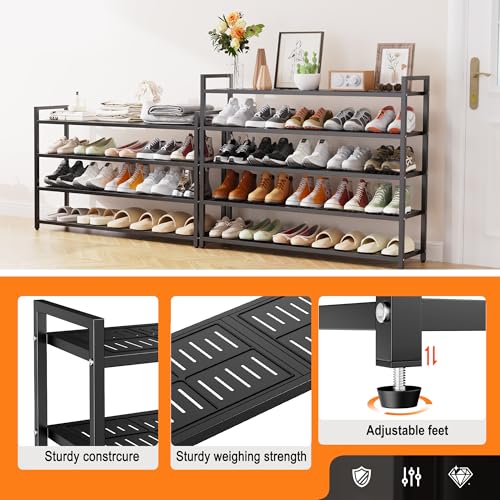 3-Tier Heavy Duty Metal Shoe Rack, 200 lbs Load Capacity Shoe Organizer with Reinforced Steel Tubes, No-Wobble Free Standing Shoe Shelf for Entryway, Closet, Bedroom, Dorm – Easy Assembly, Black - color: Black, size: 3Tier/19.7"H×28.7"W×9.8"D