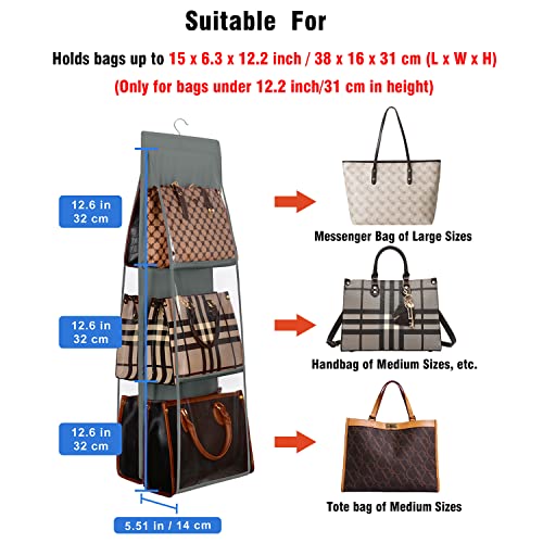 Lirex Medium and Large Handbag Hanging Purse Organizer for Closet, Handbag Storage Organizer Hanger Oxford Cloth Closet Organizer for Family Closet Bedroom, Foldable and Universal Fit, Dark Grey - color: Dark Grey