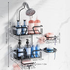 KEGII EXTRA Soap Holders x2 Shower Caddy Hanging, Never Rust Over Showerhead Organizer, Built in 9 Shaver Hanging hooks - style: Hanging Shower Caddy-5 Pack (Black)