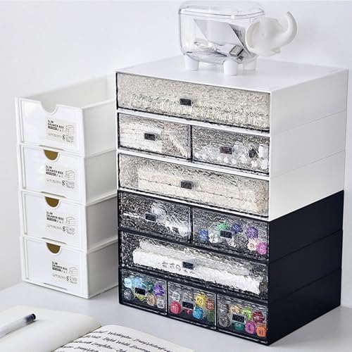Desktop drawers, stackable plastic drawers, stationery and office supplies (Black, 1 Compartment) - color: Black, size: 1drawers