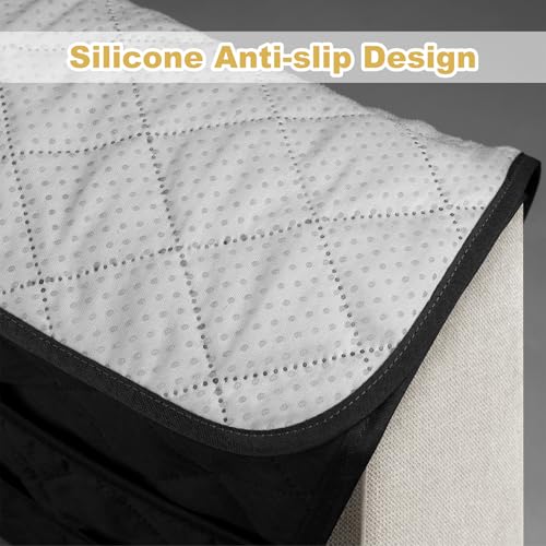 Remote Control Holder for Recliner,Armchair Caddy,Non Slip Sofa Armrest Storage Organizer for Recliner Couch with 6 Pockets for TV Remote,Cell Phone,Magazine (Black) - color: Black