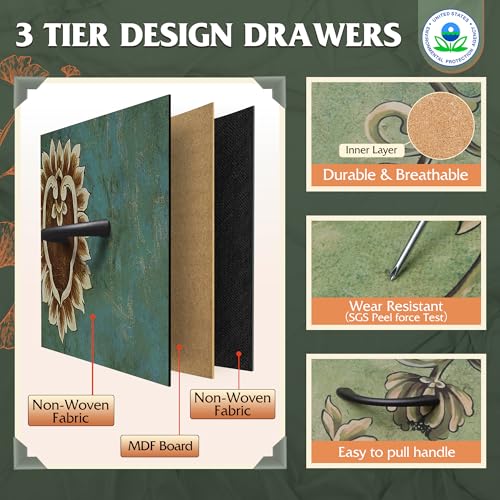 WLIVE Dresser for Bedroom with 5 Drawers, Wide Chest of Drawers for Bedroom, Fabric Dresser for Living Room, Closet, Hallway, Floral Painted - color: Floral Painted