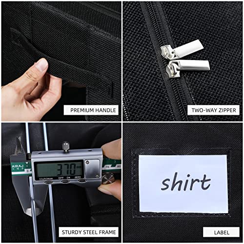 CYhom 3Pack Foldable Storage Bins - Frame Storage Box Linen Fabric Stackable Clothes Container Organizer with Clear Window & Carry Handles Large Capacity (Small-22L, Black) - color: Black, size: Small-22L