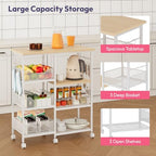 SWTYMIKI Kitchen Island Cart on Wheels - 28.35x14.57in Rolling Kitchen Table Cart with Storage Shelves, 6 Removable Hooks& Locking Casters, Coffee Bar Cabinet for Dining Room Pantry Office, White - size: 28x14.57in, style: White