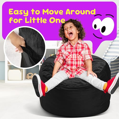 Hobestluk Bean Bag Chairs 2.5FT Bean Bag Chair with Memory Foam Filled & Machine Washable Cover,Beanbag Chair, Small Bean Bag Chairs for Playroom, Living Room, Bedroom - color: Black, size: 2.5FT - 28.5" x 28.5" x 17.8"