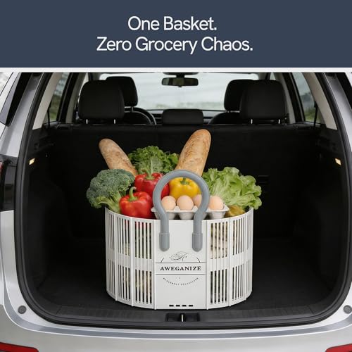 40L Collapsible Laundry Basket with Handles, Durable Space-Saving Storage Basket for Clothes, Utility, Groceries, Toys & Home Organization– White - color: White