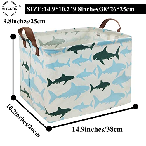 HIYAGON Baby Kids Storage Basket Shark Gift Basket Empty Boys Toy Storage Bin Organizer Box Rectangular Room Decor for Home,Books(Blue Shark) - color: Blue shark