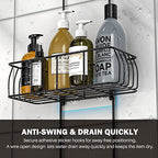 Epicano Shower Caddy Hanging, Anti-Swing Over Head Shower Caddy Rustproof with Hooks for Towels, Sponge and More, Matte Black - color: Matte Black