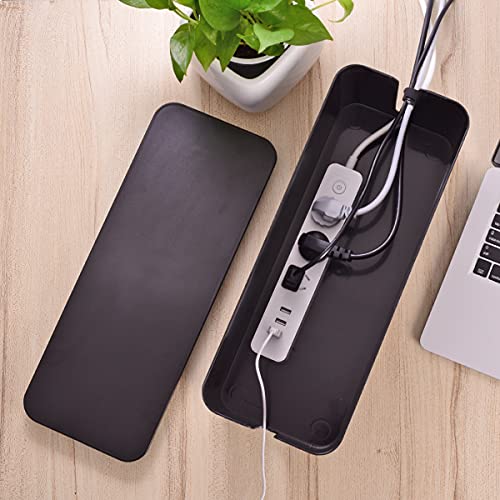 Cable Management Box, Large Cord Organizer Box to Hide Power Strip & Under Desk,TV Computer Wires Cable Organizer Hider Box with Cable Clips&Reusable Cable Ties for Home/Office(Black) - color: Black
