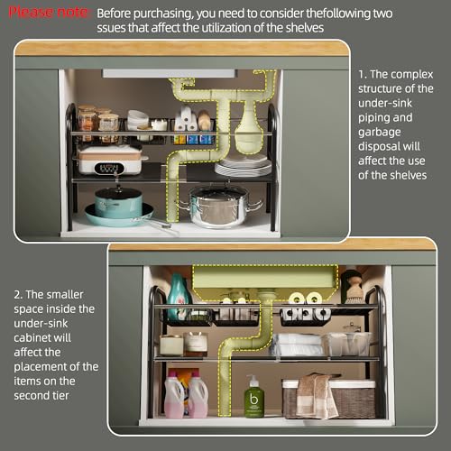 NETEL Under Sink Organizers and Storage, 2 Tier Expandable Under Cabinet Organizer Shelf with 4 Baskets and 4 Panels, Expandable Shelf for Cupboard, Kitchen, Bathroom, Shoe Storage Rack - size: 4 Panels and 4 Baskets