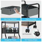 3-tier Baby Diaper Caddy Organizer and Storage Cart with 4+3 Dividers, Metal Utility Cart with Lockable Wheels for Nursery, Bedroom, Bathroom, Black - color: Black
