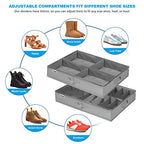 Under Bed Shoe Storage Organizer Set of 2, Fits 16+4 Pairs Boots Total, Underbed Shoe Box Storage Containers w/ Reinforced Handles, Clear Foldable Shoes Organizer Adjustable Dividers w/ Bottom Support - size: 16+4 Cells (Adjustable Dividers)
