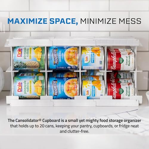 Shelf Reliance Cansolidator Cupboard - 1-Pack Can Organizer for Pantry, Stackable Soda Can Storage for Kitchen, Holds 20 Cans of Food or Soda - size: 1 Pack, style: 20 Soup Can