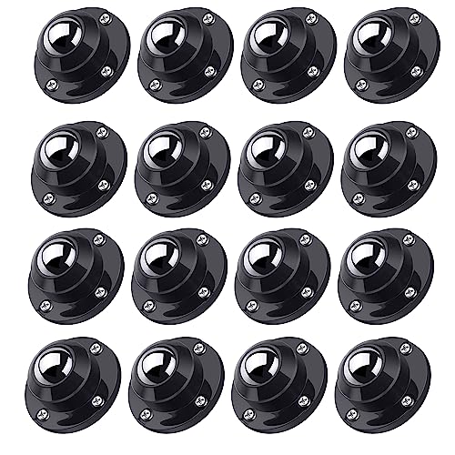 PlusRoc 16 Pack 1 Inch Self Adhesive Caster Wheels for Furniture Mop Bucket, Load Capacity 28 LBS Per Wheel, Low Profile Swivel Wheels for Small Appliance Storage Bins - style: Steel Ball