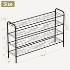 Shoe Rack,Long Shoe Organizer for Closet,Wide Shoe Storage for Entryway,4 Tier Sturdy Metal Free Standing Shoe Shelf - size: 4-tier-long