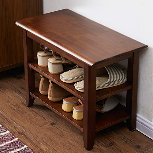 XKZG Storage Bench Wooden Shoe Rack Bench Rustic Solid Wood Entryway Bench (Brown,23.6") - color: Brown, size: 23.6"W x 11.8"D x 16.5"H