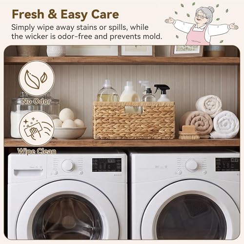 GRANNY SAYS Wicker Storage Baskets for Shelves, Extra Large Water Hyacinth Wicker Basket, Woven Baskets for Storage, Rectangular Shelf Baskets with Handles for Pantry Shelves,1-Pack - color: Natural (Water Hyacinth), size: 16 ½"L x 13"W x 7 ½"H