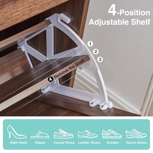 Barnyatoh Shoe Storage Cabinet,Farmhouse Shoe Organizer with 2 Flip Drawers & Barn Door Design,Freestanding Hidden Slim Narrow Shoe Rack Cabinet for Entryway,Foyer,Hallway,Walnut - color: Walnut, size: 2-Drawers