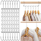 HOUSE DAY 10.5 Inch Closet Space Saving Wardrobe Clothing Magic Hangers Oragnizer Heavy Chrome Hangers, Updated Hook Design Pack of 8 - size: 8 Pack