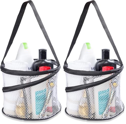 Handy Laundry Foldable Shower Caddy - Collapsible, Portable, Drainage Hole, Carry Handle, Large Compartments, Great Organizer for Camp, Travel, Gym, and Dorm (Black) (Pack of 2) - color: Black, size: Small (Pack of 2)