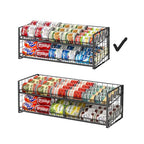 2-Tier Stackable Can Rack Organizer for Pantry Shelf, Long-Size Adjustable Can Holder for Kitchen Organization,Heavy Duty Can Dispenser for Canned Food Soup Goods up to 50 in Cabinet storage, Black - style: Length(25''W)-1 Pack