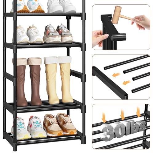 Ekisemio Shoe Rack Large Capacity 72 Pairs Tall Shoe Shelf, 3 Row 12 Tiers Sturdy Metal Shoe Organizer for Entryway, Closet, Bedroom, Black - size: 3 Row 12 Tiers