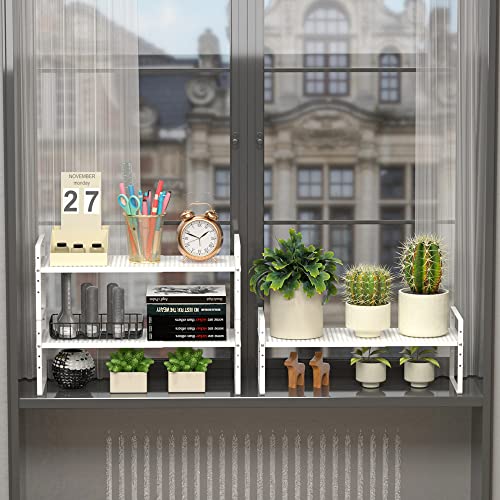 Expandable Counter Organizer Shelf (16.5'' to 27.2''), Countertop Organizer Kitchen Bathroom Pantry Cupboard Home Office for Cups, Dishes, Plates -White - color: White-1pack