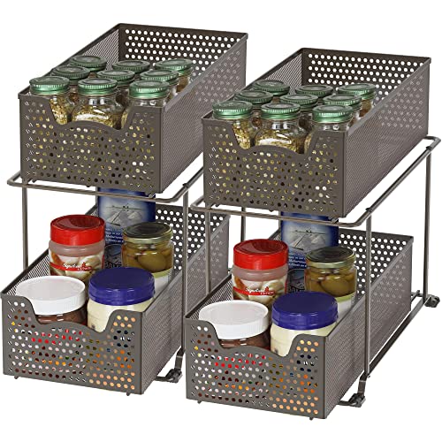 Simple Houseware Cabinet 2 Tier Perforated Basket Drawer, Bronze - 2 Pack - color: Bronze, size: 2-Pack