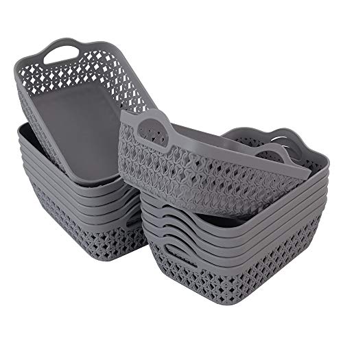 12-pack Small Plastic Tray, Desktop Storage Trays, Grey