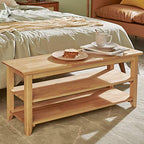 XKZG Storage Bench Wooden Shoe Rack Bench Simple Style Wood Entryway Bench (Natural,39.4") - color: Natural, size: 39.4"W x 11.8"D x 16.5"H